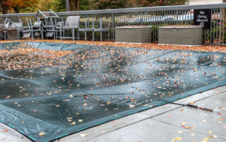 Covered Concrete Pool Deck Wet from Winter Rains
